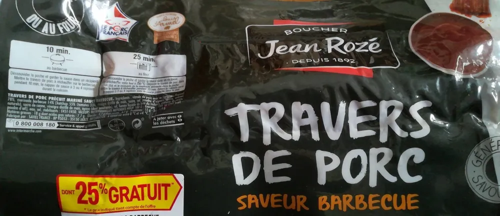 Travers de porc sauce barbecue