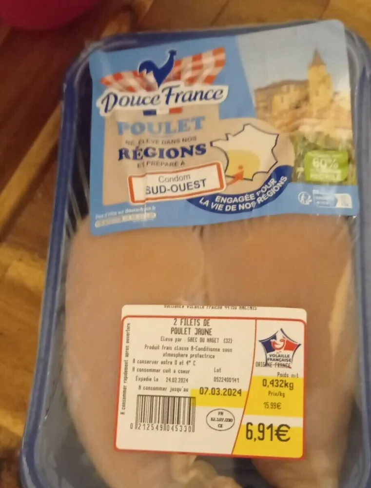 2 filets de poulet jaune