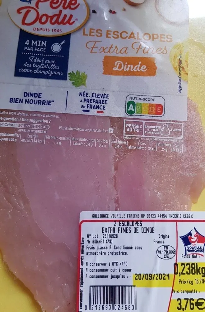 Escalopes extra fines dinde