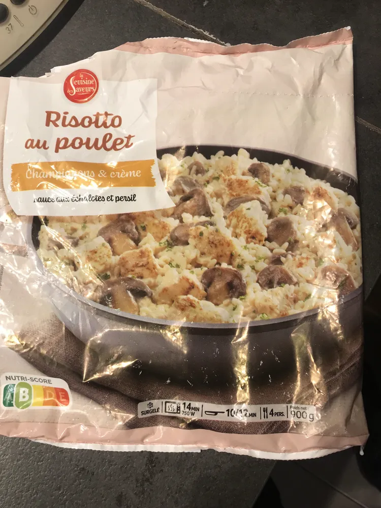 Risotto au poulet, champignons & crème