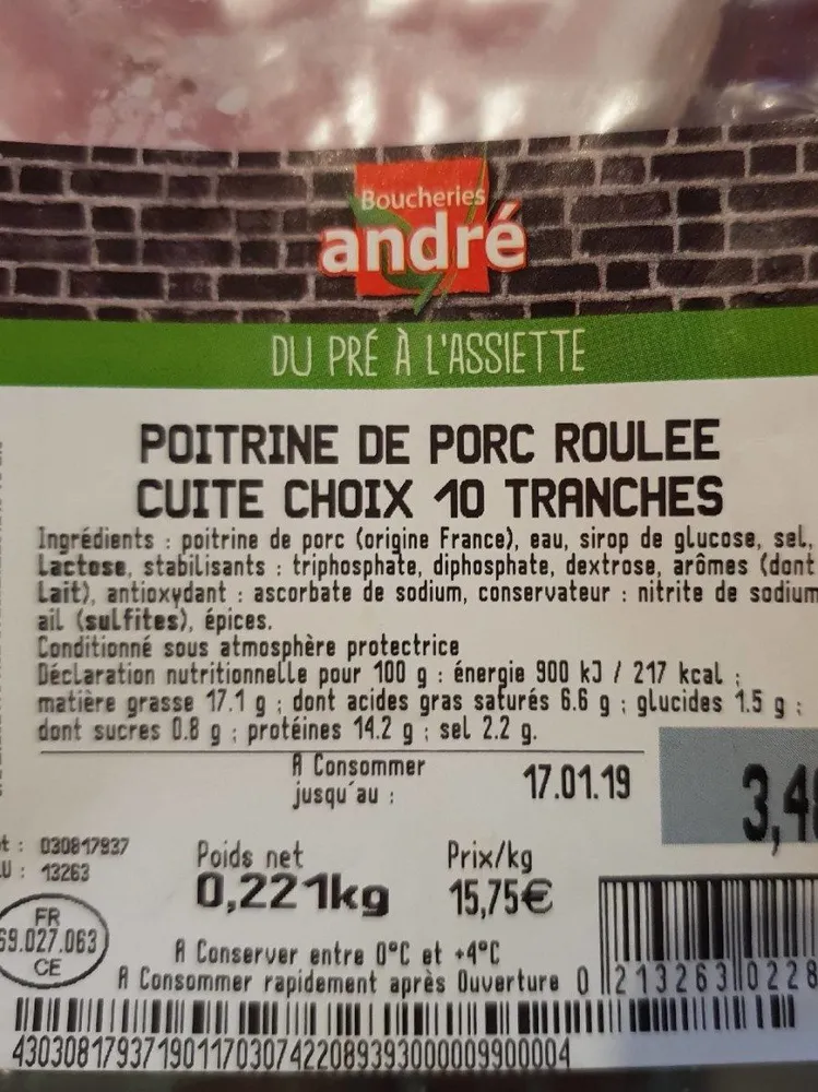 Poitrine de porc roulée
