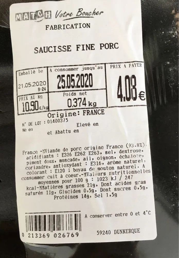 Saucisse fine