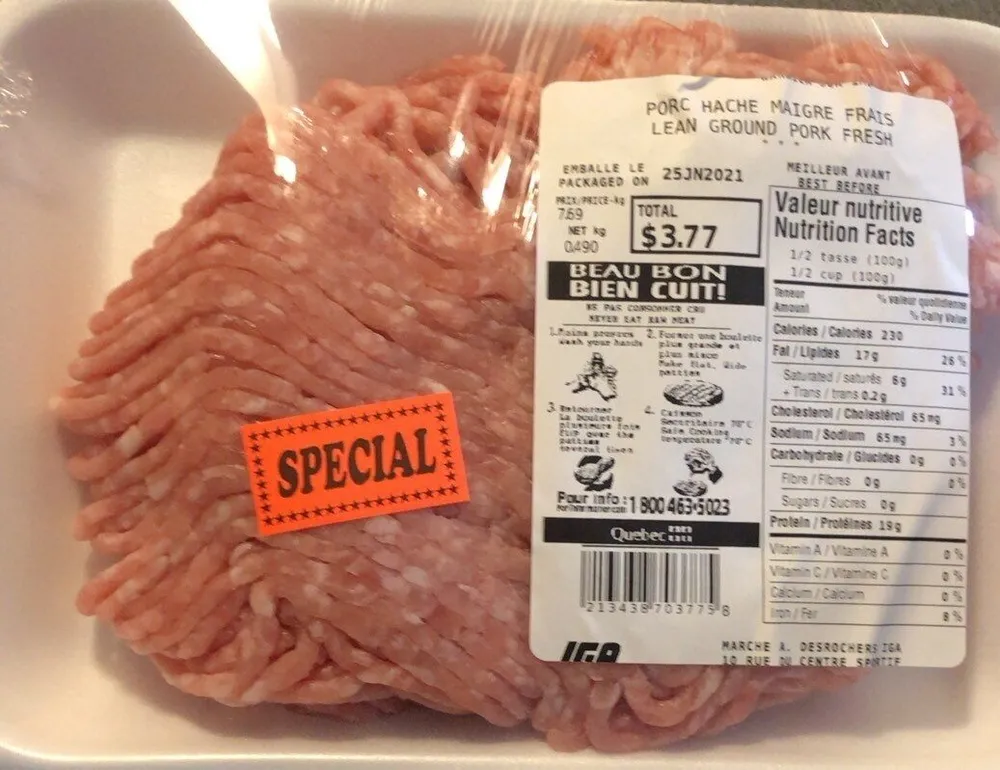 Porc haché maigre frais