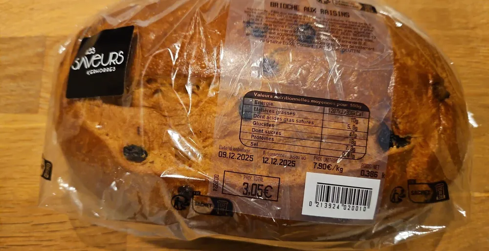 Brioche aux raisins