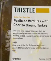 Paella de verduras with chorizo ground turkey