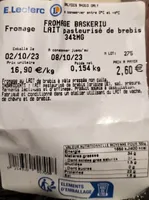 Fromage lait pasteurisé de brebis