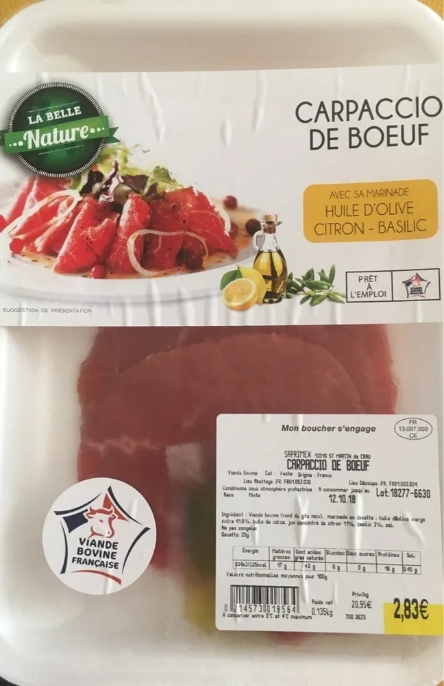 Carpacio de boeuf