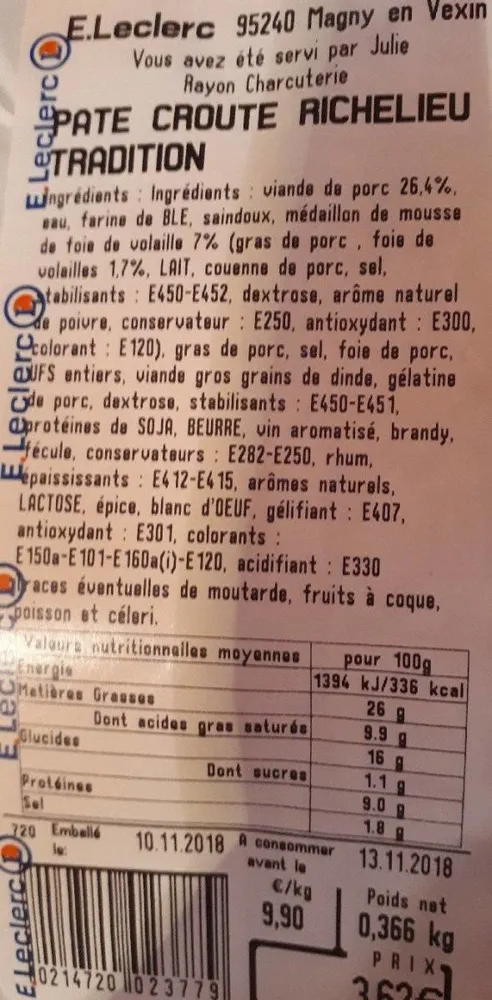 Pâté croute richelieu tradition