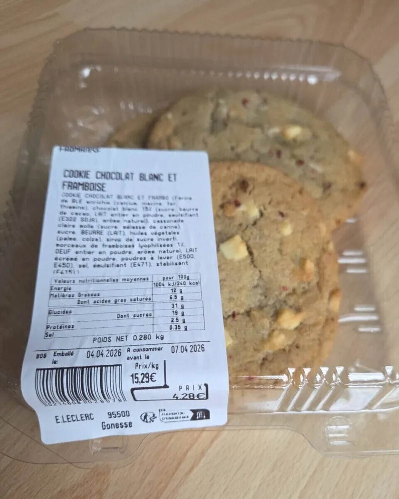 Cookie chocolat blanc et gramboise