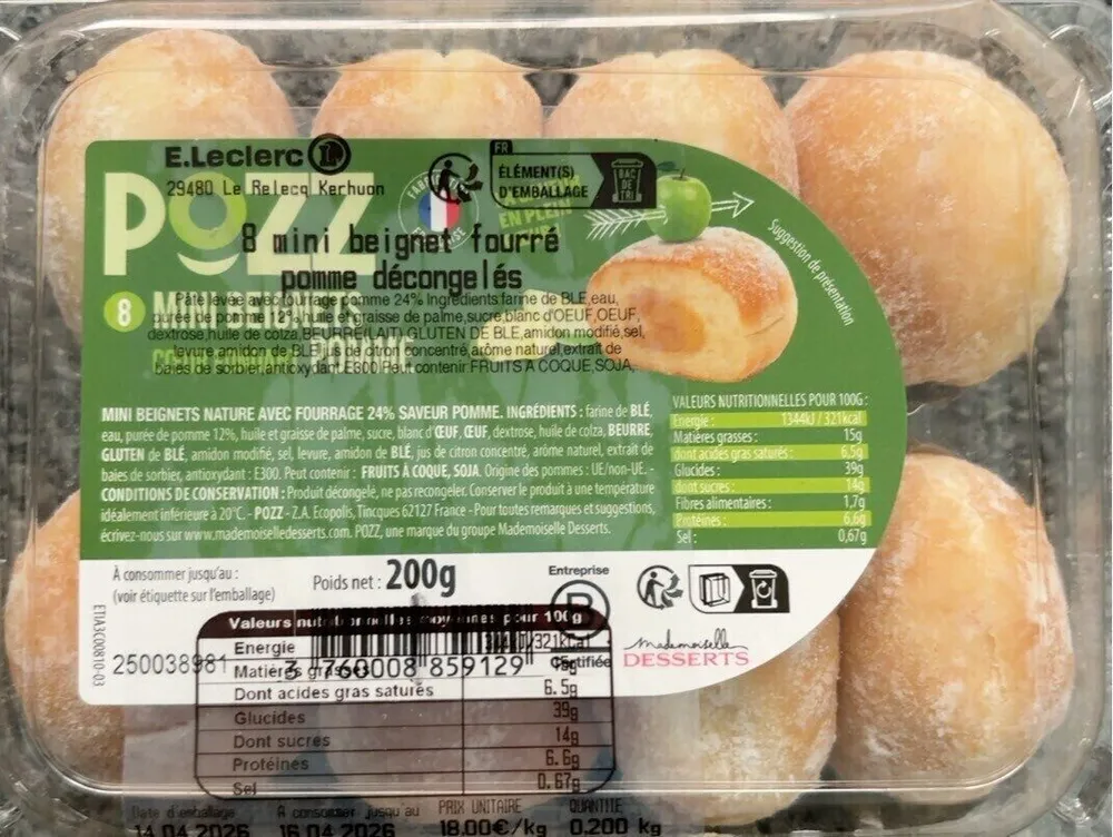 Beignets fourres pomme decongeles