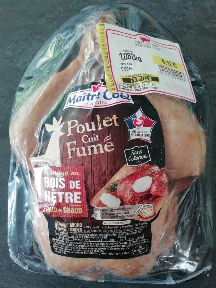 Poulet cuit fumé