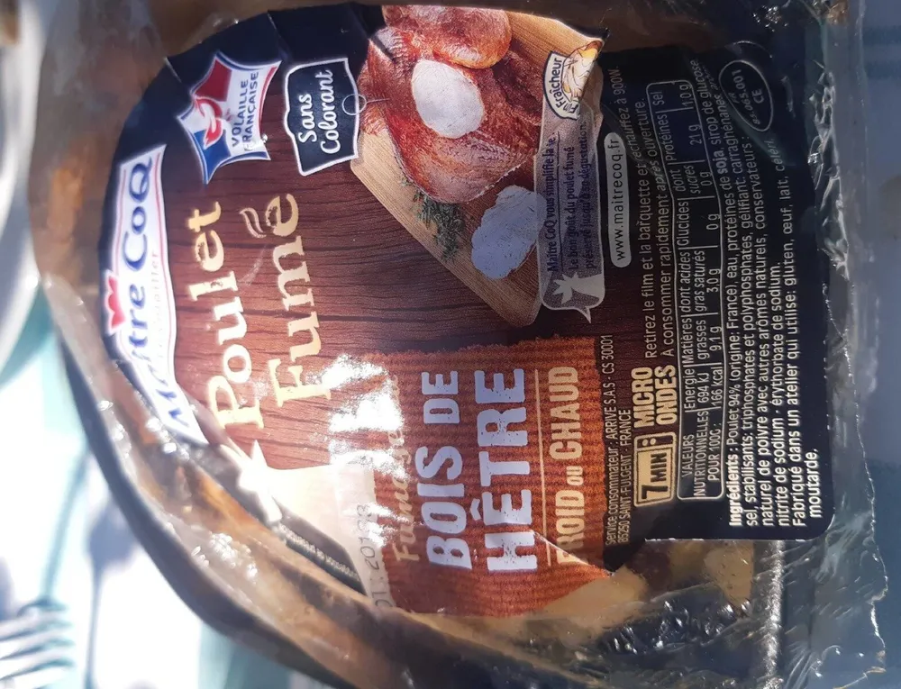 Poulet cuit fumé