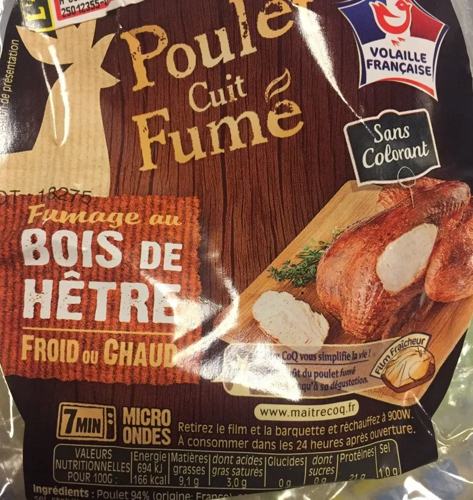 Poulet cuit fumé