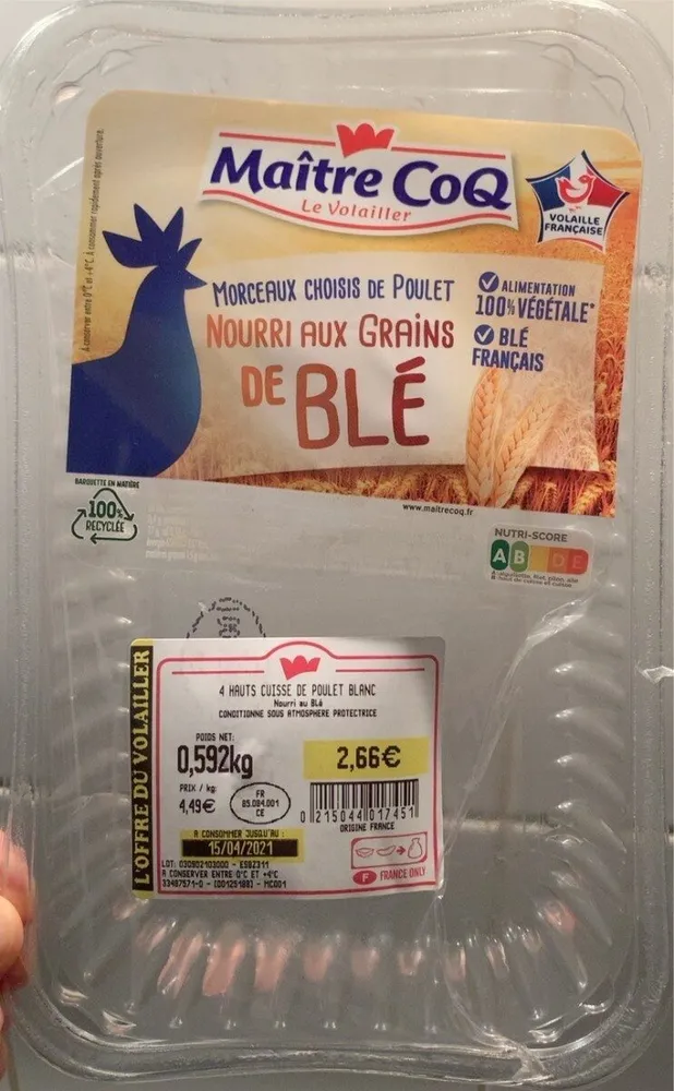 4 hauts de cuisse de poulet blanc