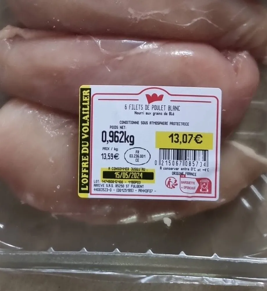 6 filets de poulet blanc