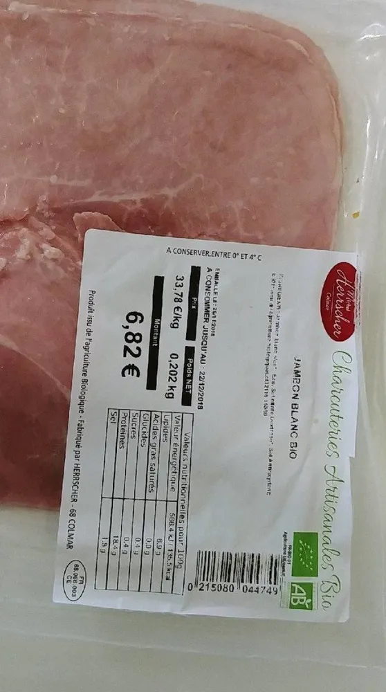 Jambon blanc bio