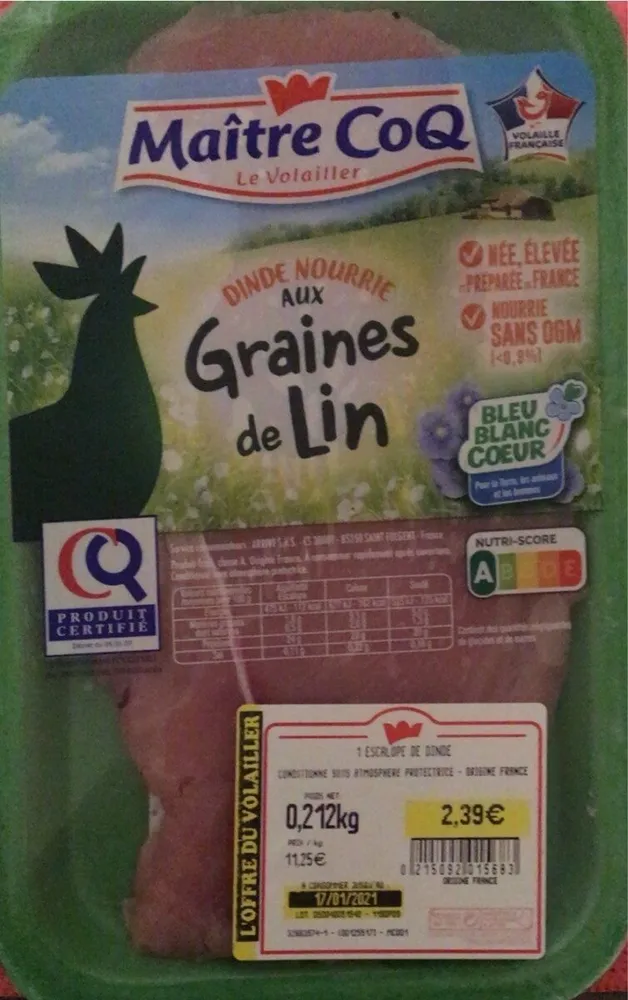 Dinde nourrie aux graines de Lin