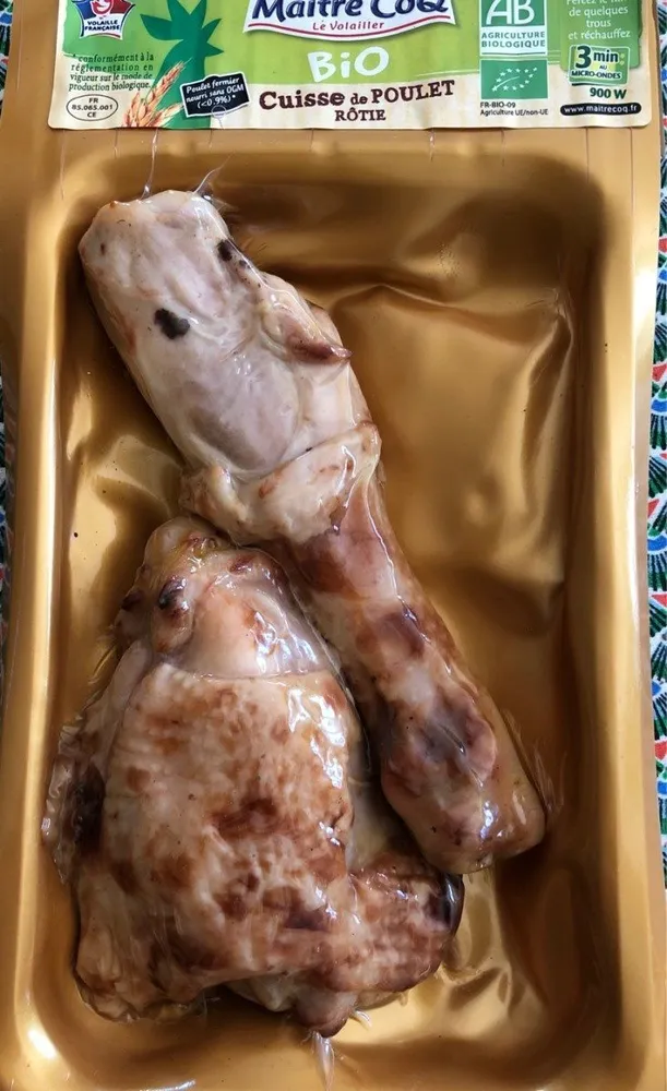 Cuisse poulet rotie bio