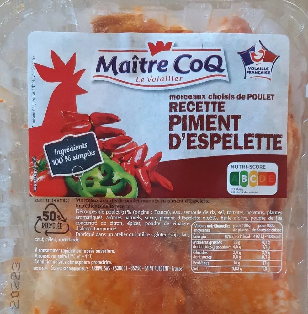 Morceaux choisis de poulet recette piment d'Espelette