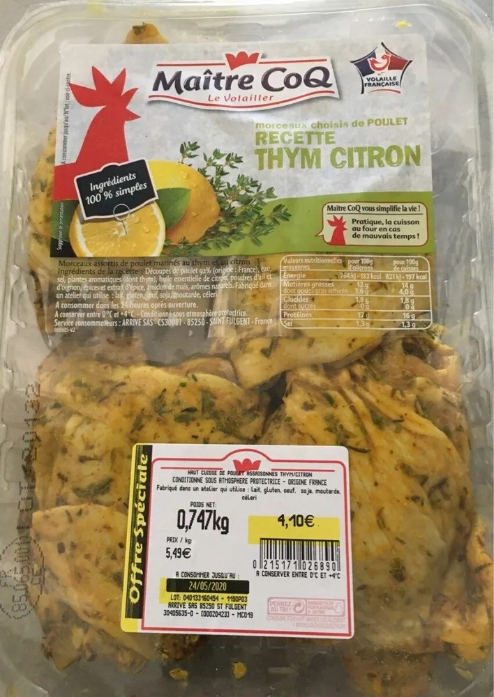 Hauts de cuisses de poulet assaisonnés thym/citron