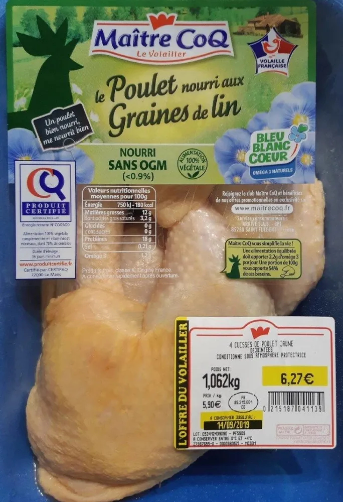 poulet nourri aux graines de lin