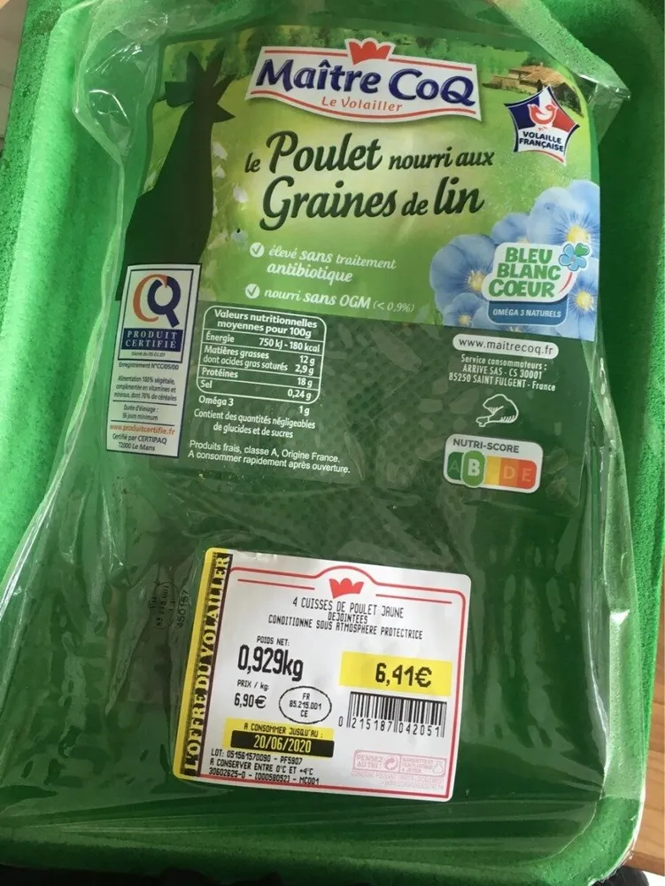 Cuisses de poulet bleu blanc coeur