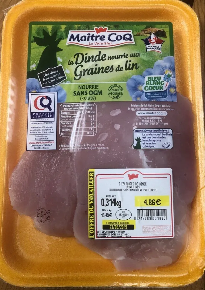 Dinde nourrie aux graines de lin
