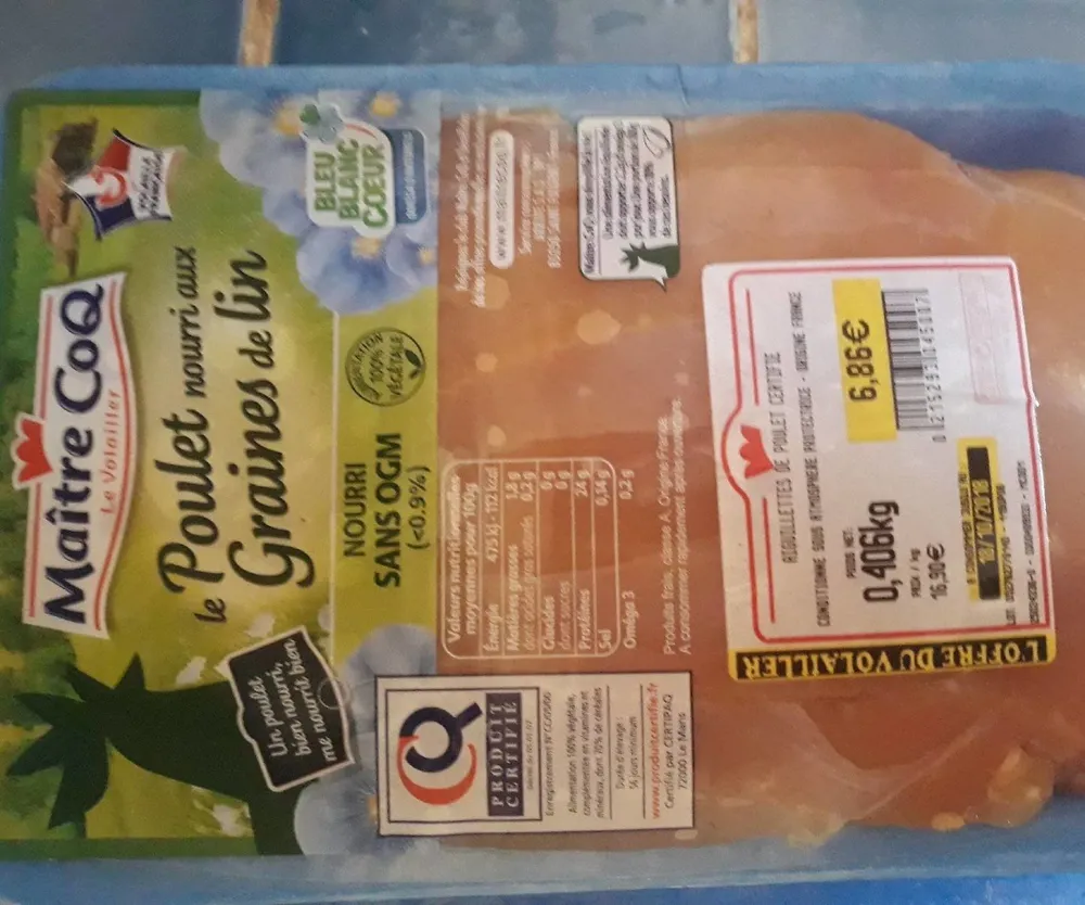 Poulet nourri aux graines de lin
