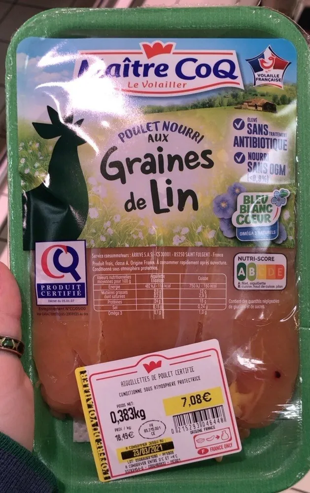 poulet nourri aux graines de lin