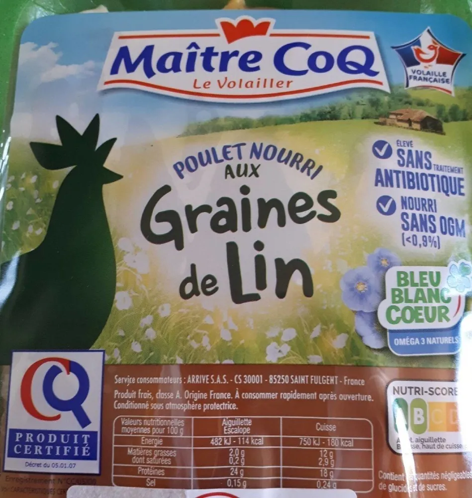 Aiguillettes de poulet nourri aux graines de lin