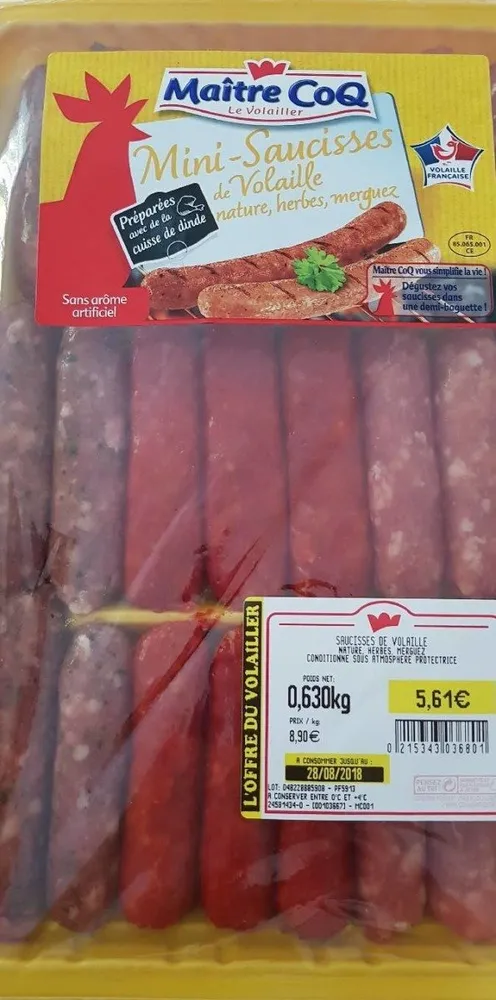 Mini-Saucisses de Volaille (nature, herbes, merguez)