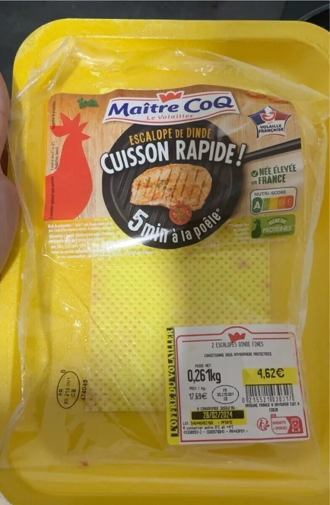 Escalope de dinde cuisson rapide