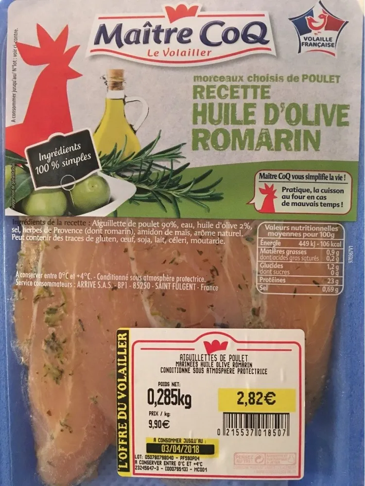 Morceaux choisis de poulet Recette huile d'olive romarin
