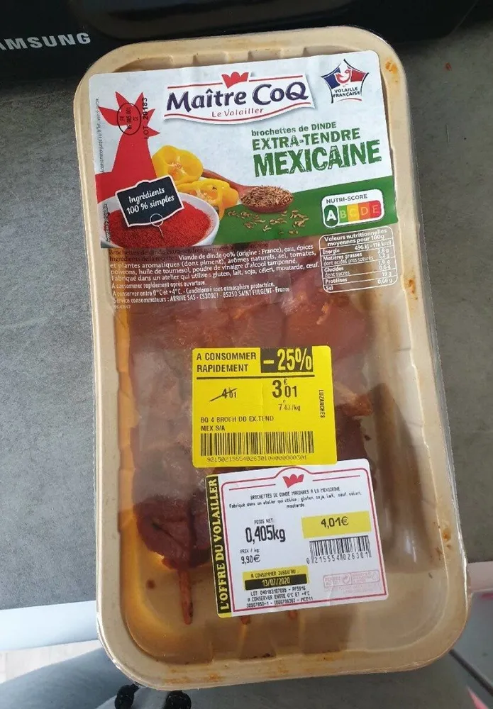 Brochette de dinde extra tendre mexicaine
