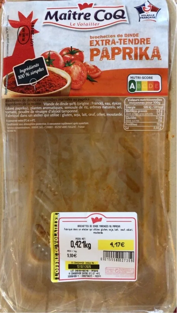 Brochette de dinde extra-tendre paprika