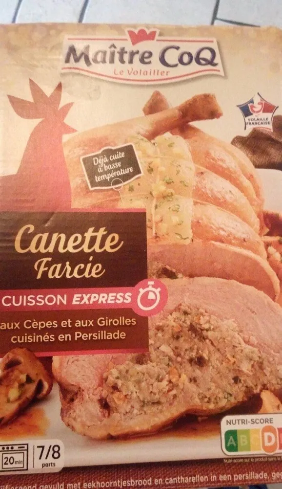 Canette farcie cuite au cèpes et girolles