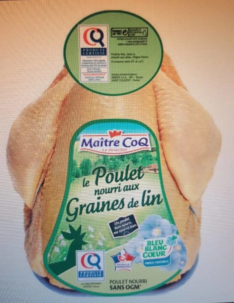 Poulet Bleu Blanc Coeur nourri aux graines de lin