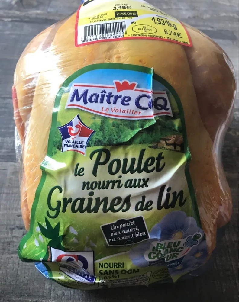 Poulet nourri aux graines de lin