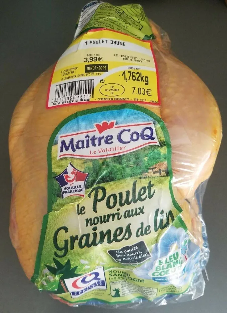 Poulet nourri aux graines de lin