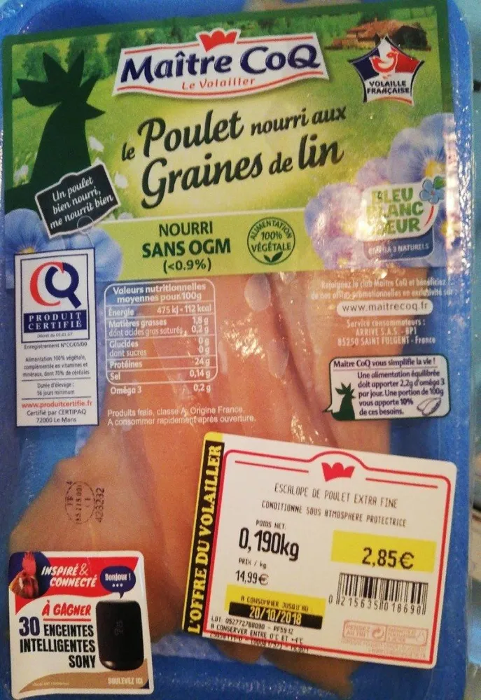 Poulet nourri aux graines de lin