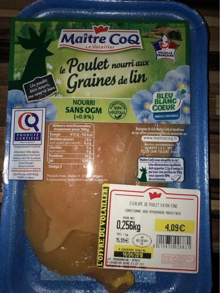 Le poulet nourri aux graines de lin