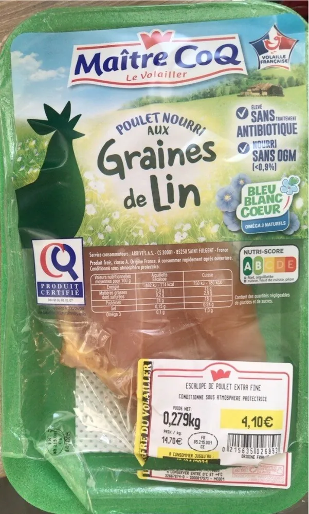 Poulet nourri aux graines de lin