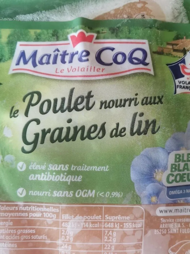 Poulet nourri aux graines de lins
