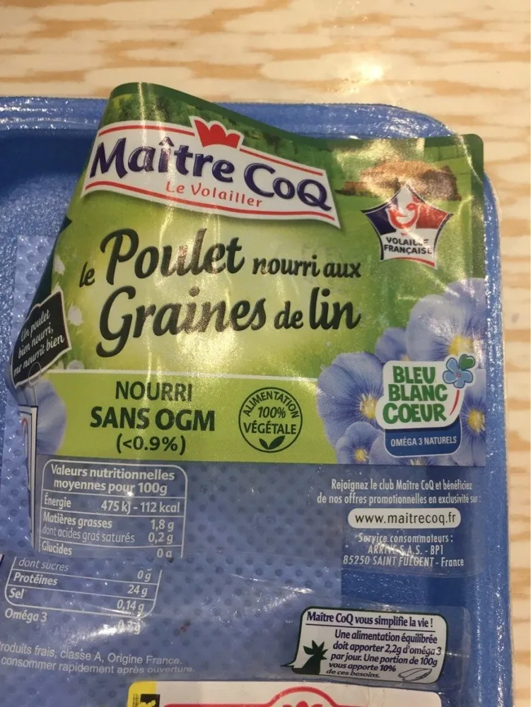 Poulet nourri aux graines de lin