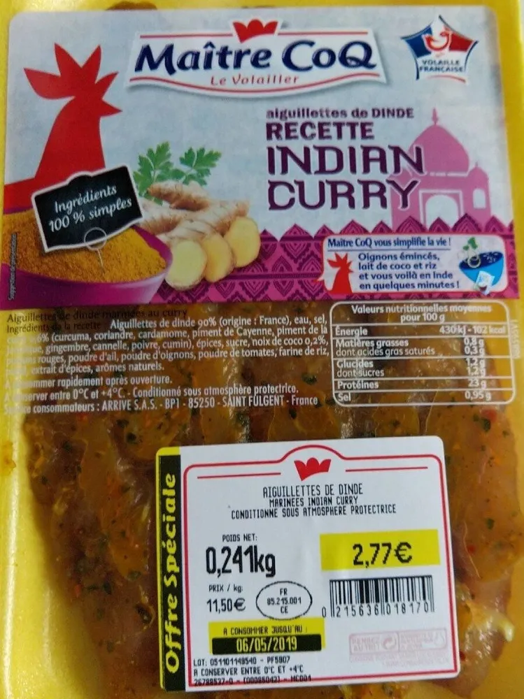 Aiguillettes de dinde recette indian curry