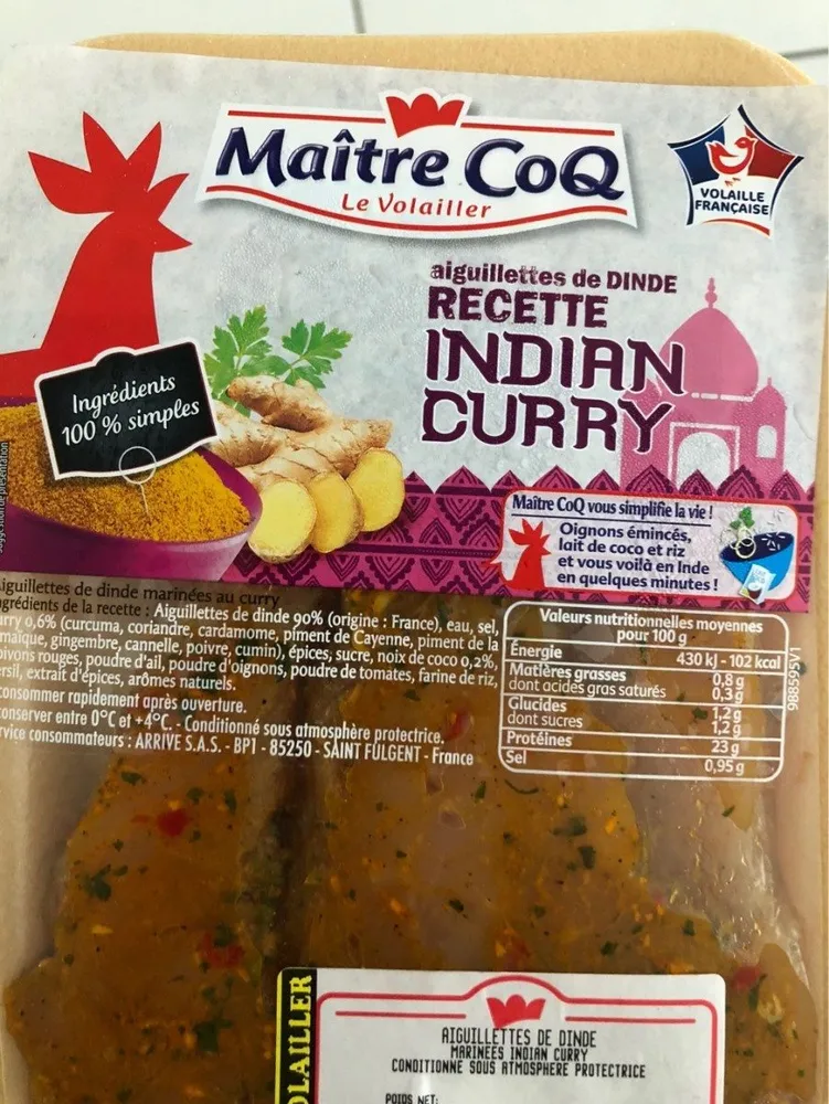 Aiguilette de dinde indian curry