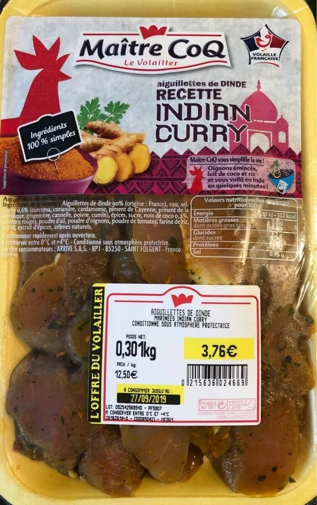 Aiguillettes de dinde recette indian curry