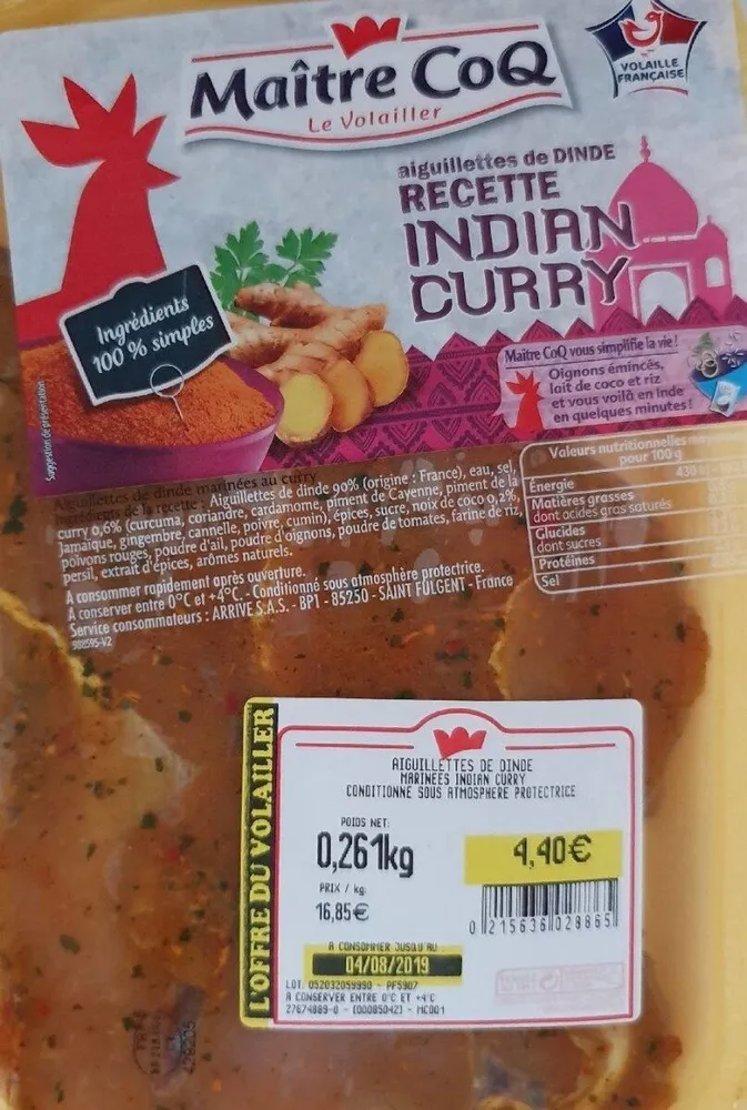 Aiguillette de dinde indian curry