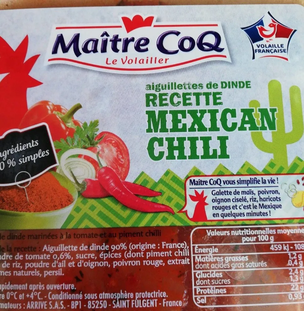 Aiguillette dinde Mexican chili