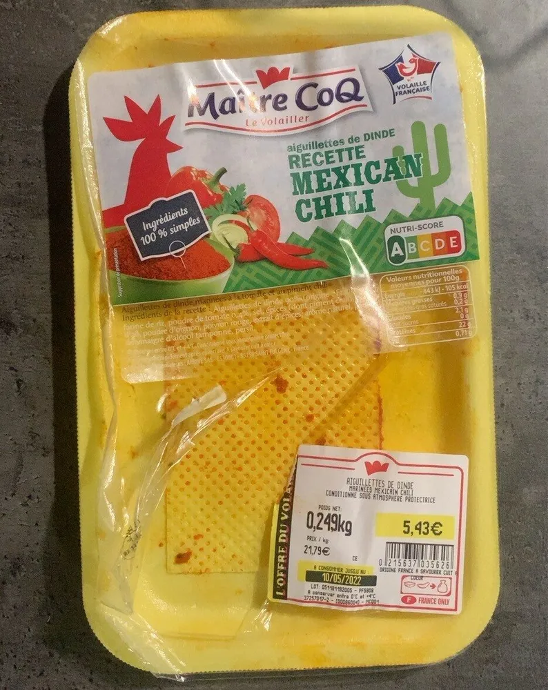 Aiguillettes de dinde marinées à la tomate et au piment chili